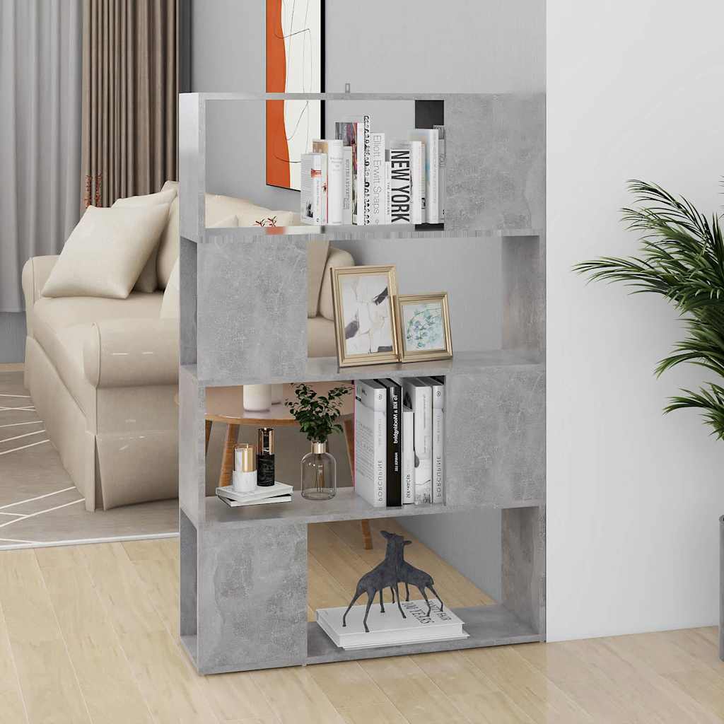Vidaxl boekenkast kamerscherm 80x24x124,5 cm bewerkt hout betongrijs