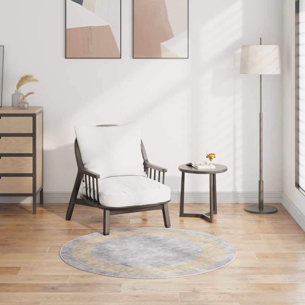 Vidaxl vloerkleed wasbaar anti-slip ø120 cm grijs
