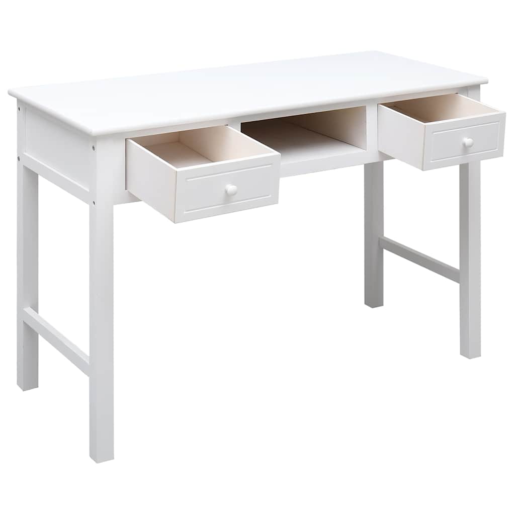 Vidaxl bureau 108x45x76 cm massief paulowniahout wit