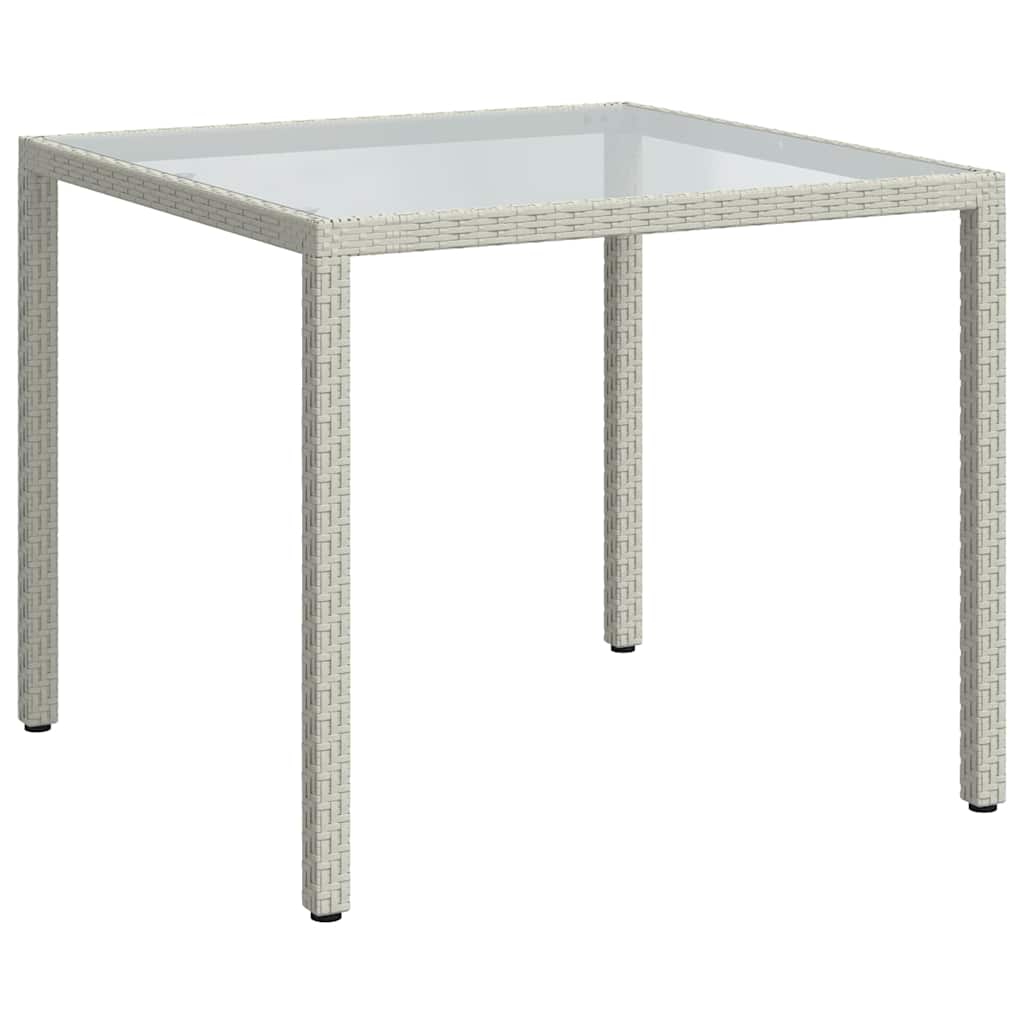 Vidaxl tuintafel 90x90x75 cm gehard glas en poly rattan wit