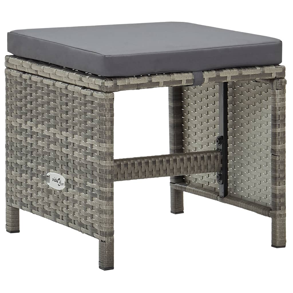 Vidaxl tuinkrukken 4 st met kussens poly rattan grijs