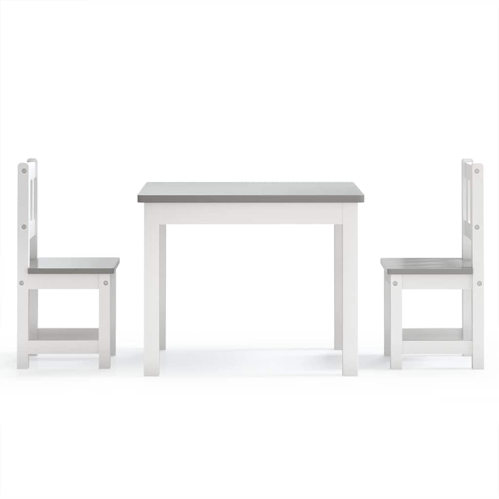 Vidaxl 3-delige kindertafel- en stoelenset mdf wit en grijs