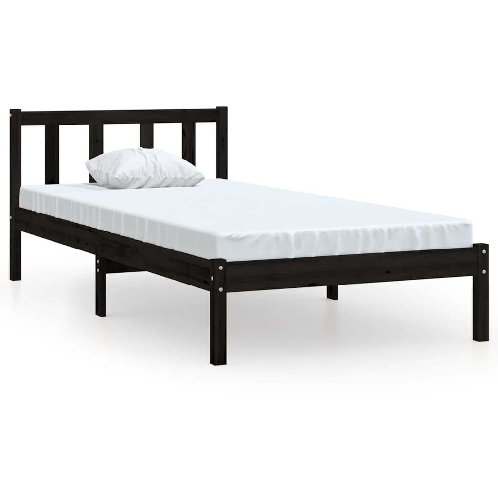 Vidaxl bedframe massief grenenhout zwart 75x190 cm