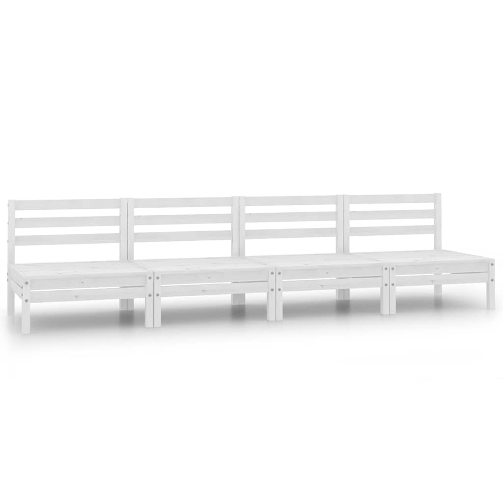 Vidaxl 4-delige loungeset massief grenenhout wit