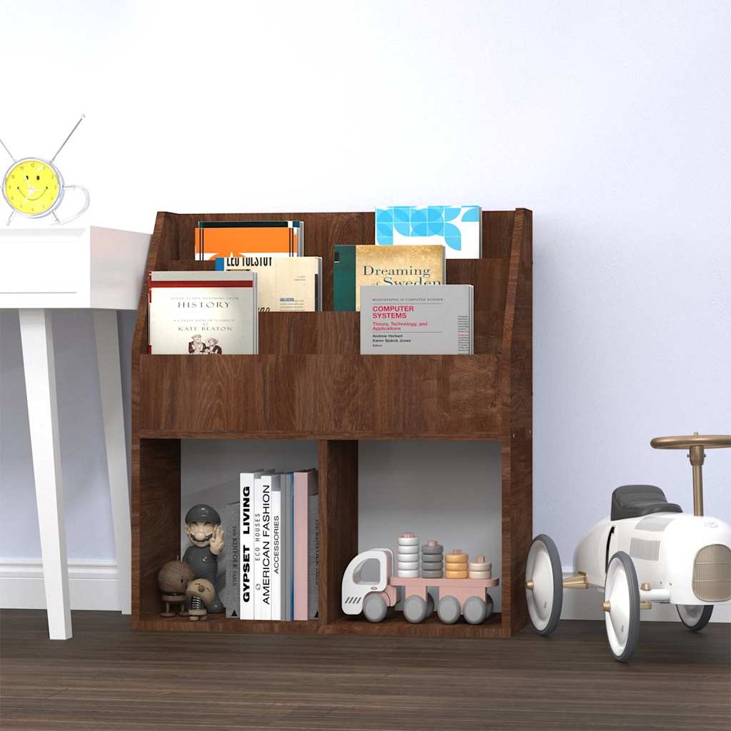 Vidaxl kindertijdschriftenrek 71x30x78,5 cm bewerkt hout bruineiken