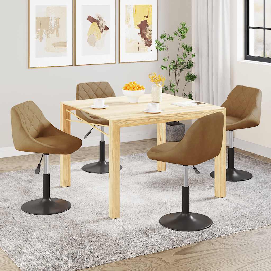 Vidaxl eetkamerstoelen draaibaar 4 st fluweel bruin