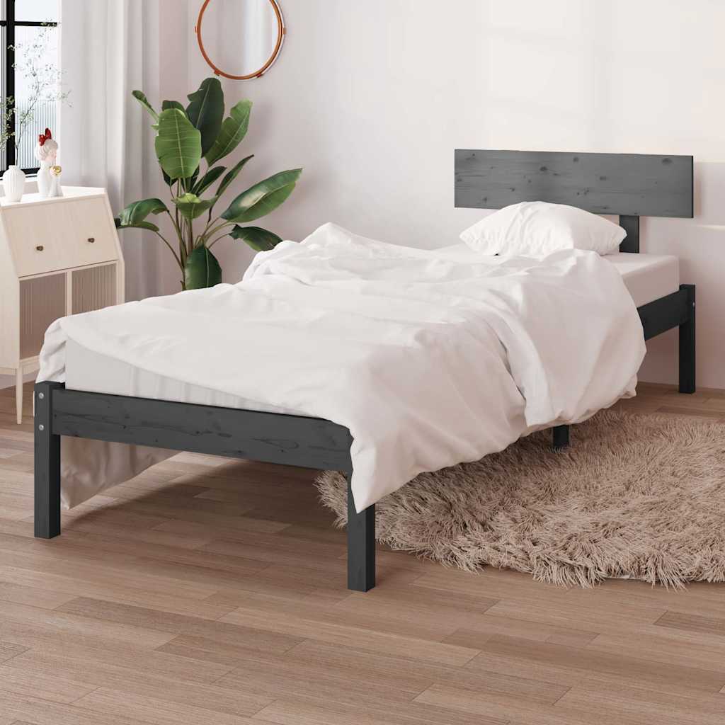 Vidaxl bedframe massief grenenhout grijs 100x200 cm