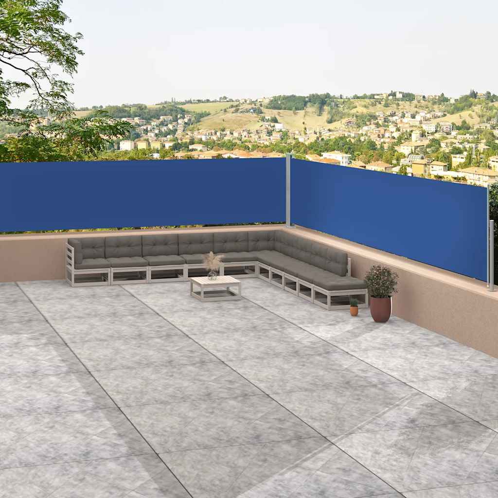 Vidaxl windscherm uittrekbaar 117x1200 cm blauw