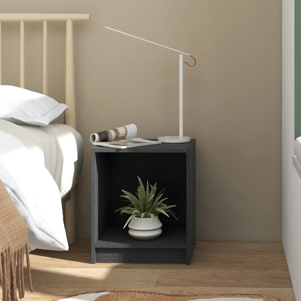 Vidaxl nachtkastjes 2 st 35,5x33,5x41,5 cm massief grenenhout grijs