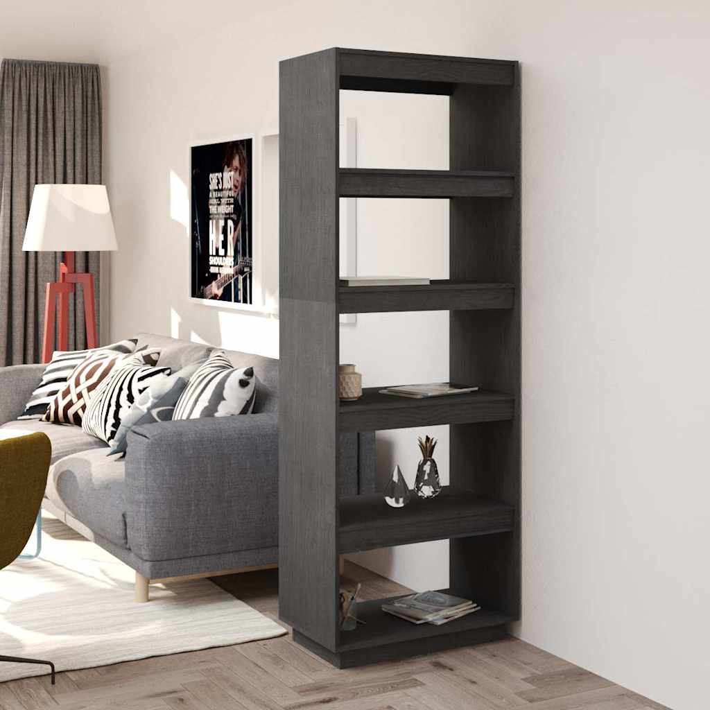 Vidaxl boekenkast kamerscherm 60x35x167 cm massief grenenhout grijs
