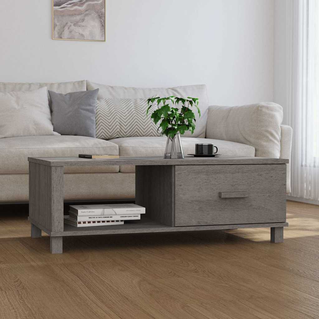 Vidaxl salontafel hamar 100x55x35 cm massief grenenhout lichtgrijs