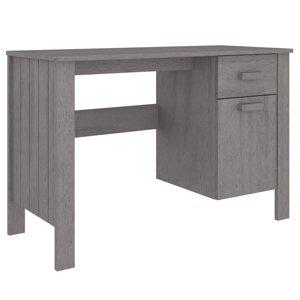 Vidaxl bureau hamar 113x50x75 cm massief grenenhout lichtgrijs