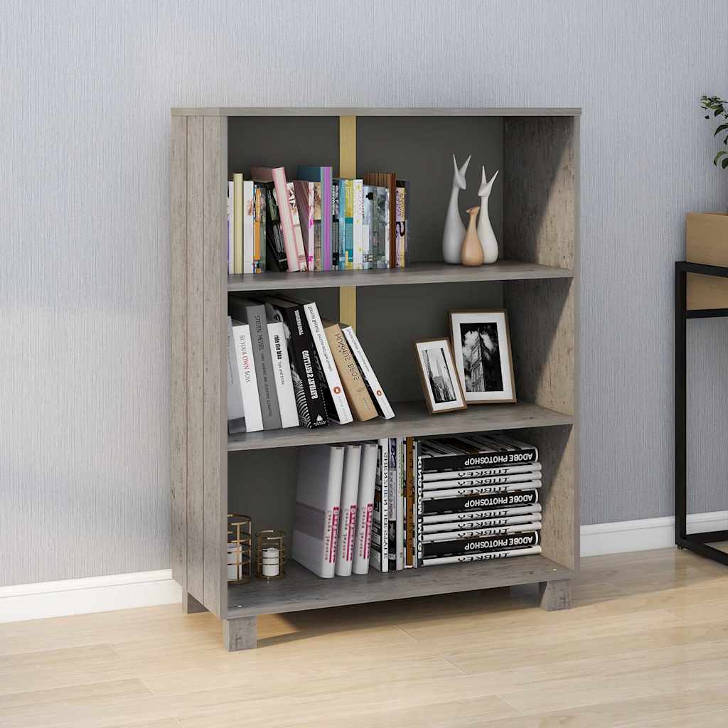 Vidaxl boekenkast hamar 85x35x112 cm massief grenenhout lichtgrijs
