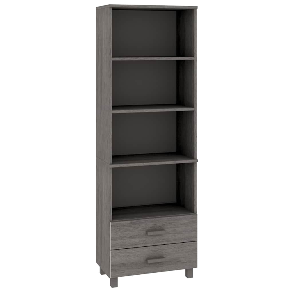 Vidaxl hoge kast hamar 60x35x180 cm massief grenenhout lichtgrijs