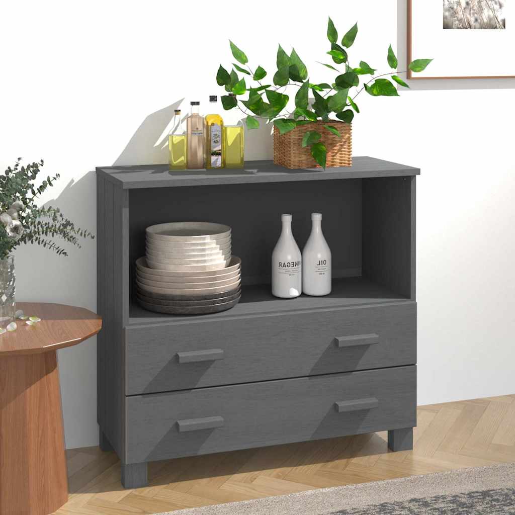 Vidaxl dressoir hamar 85x35x80 cm massief grenenhout donkergrijs