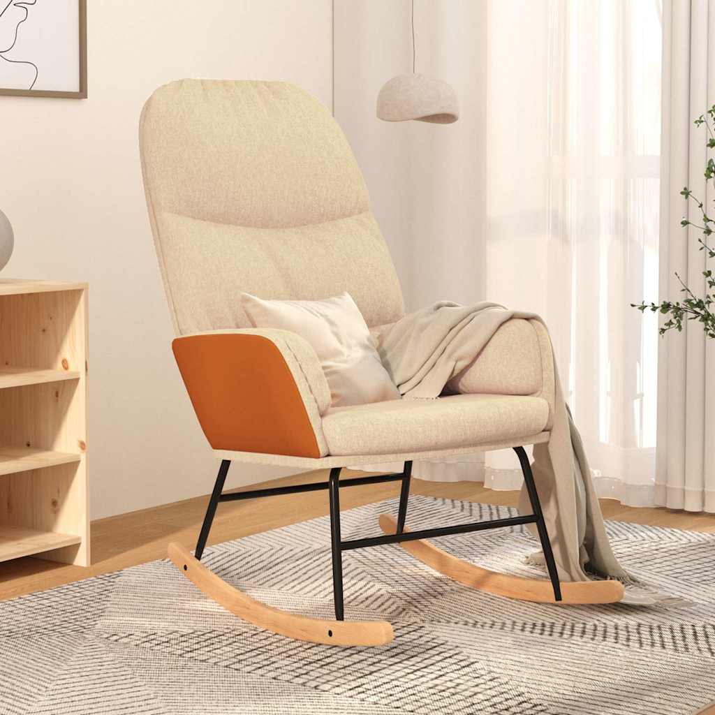 Vidaxl schommelstoel stof crèmewit