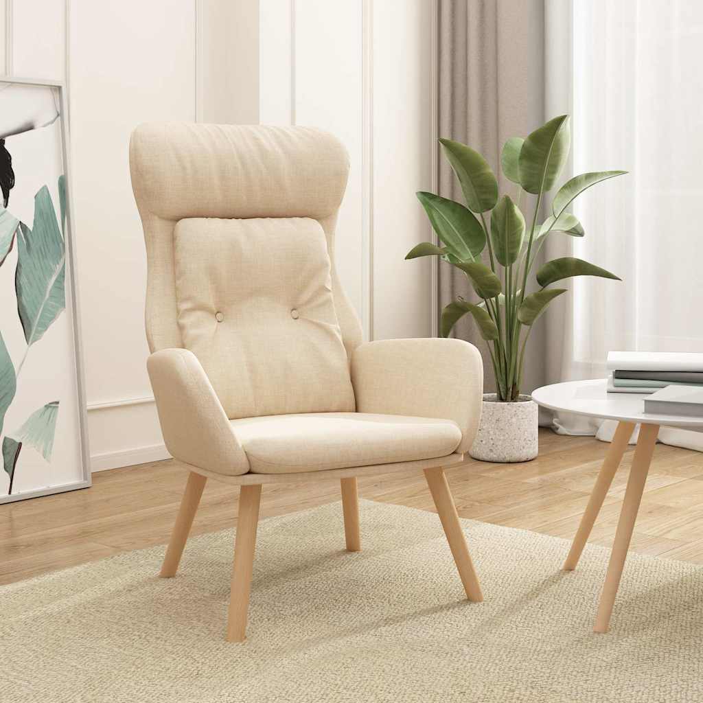 Vidaxl relaxstoel stof crèmekleurig