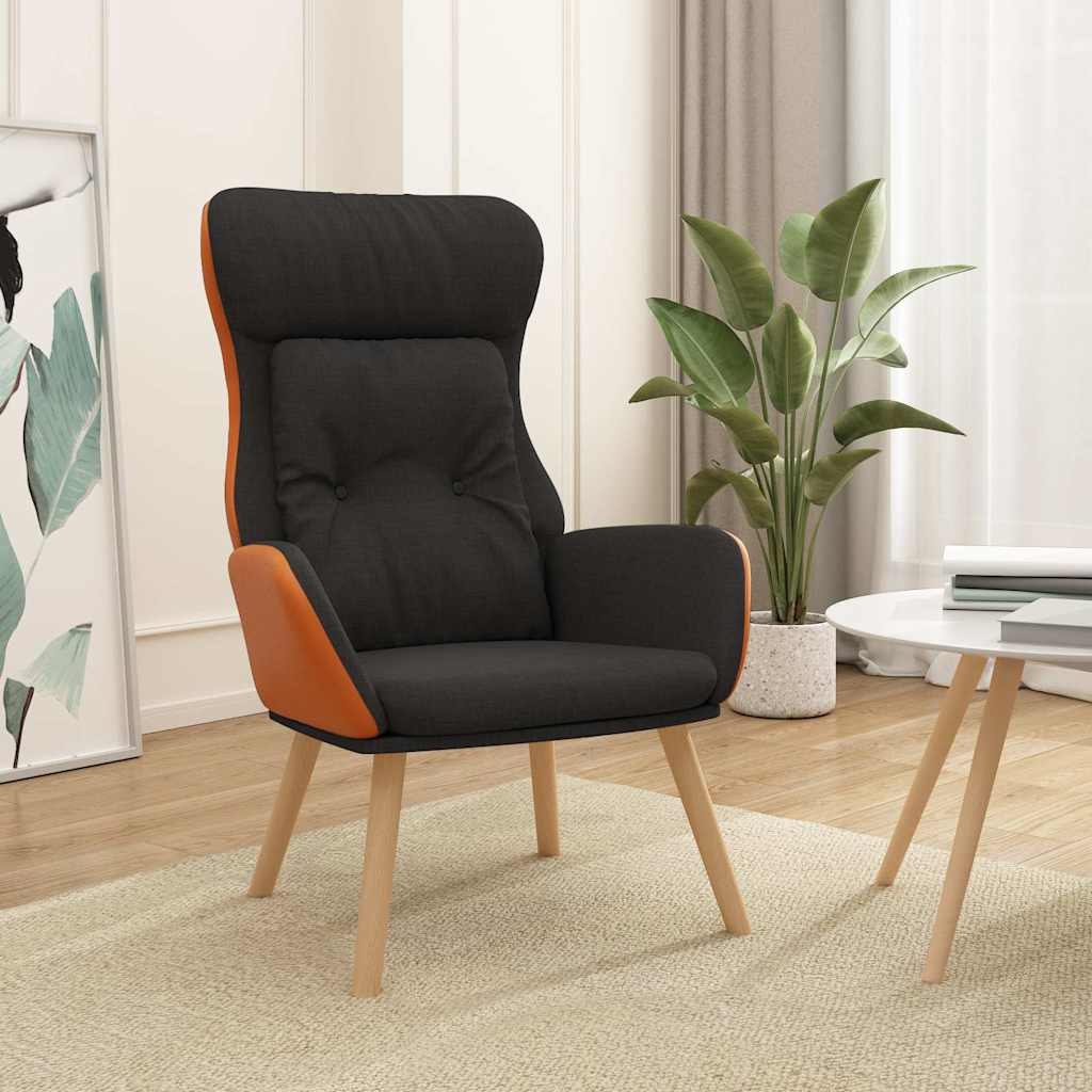 Vidaxl relaxstoel stof en pvc zwart