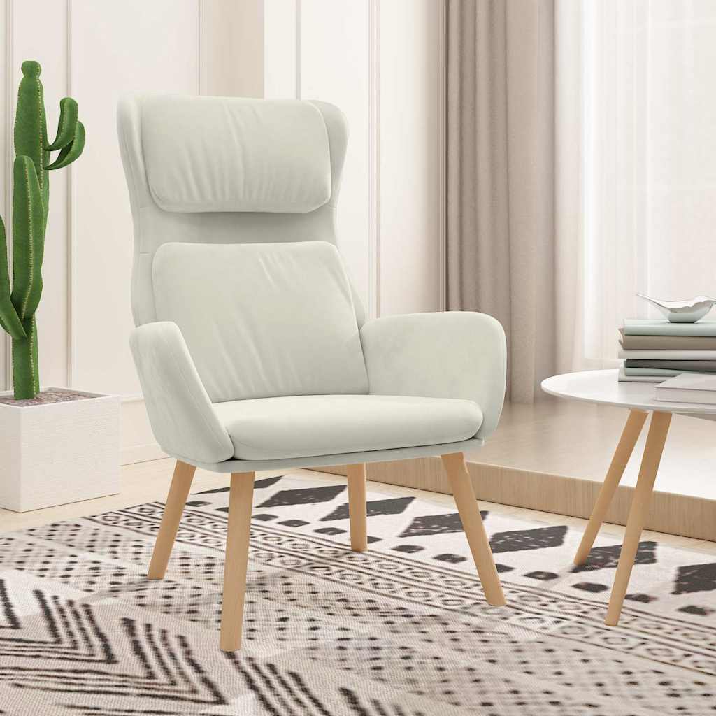 Vidaxl relaxstoel fluweel crèmewit