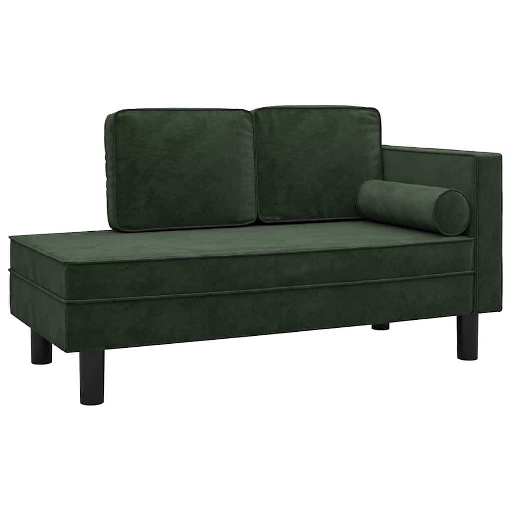 Vidaxl chaise longue met kussens en bolster fluweel donkergroen