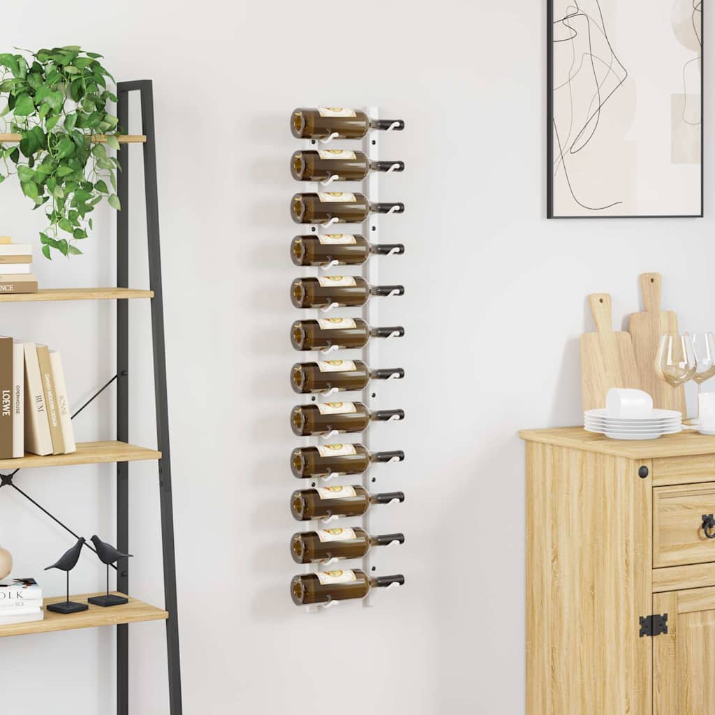 Vidaxl wijnrek voor 12 flessen wandmontage ijzer wit