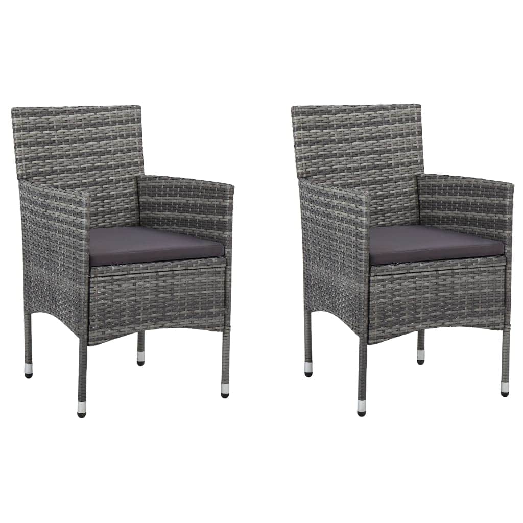Vidaxl 3-delige tuinset met kussens poly rattan grijs