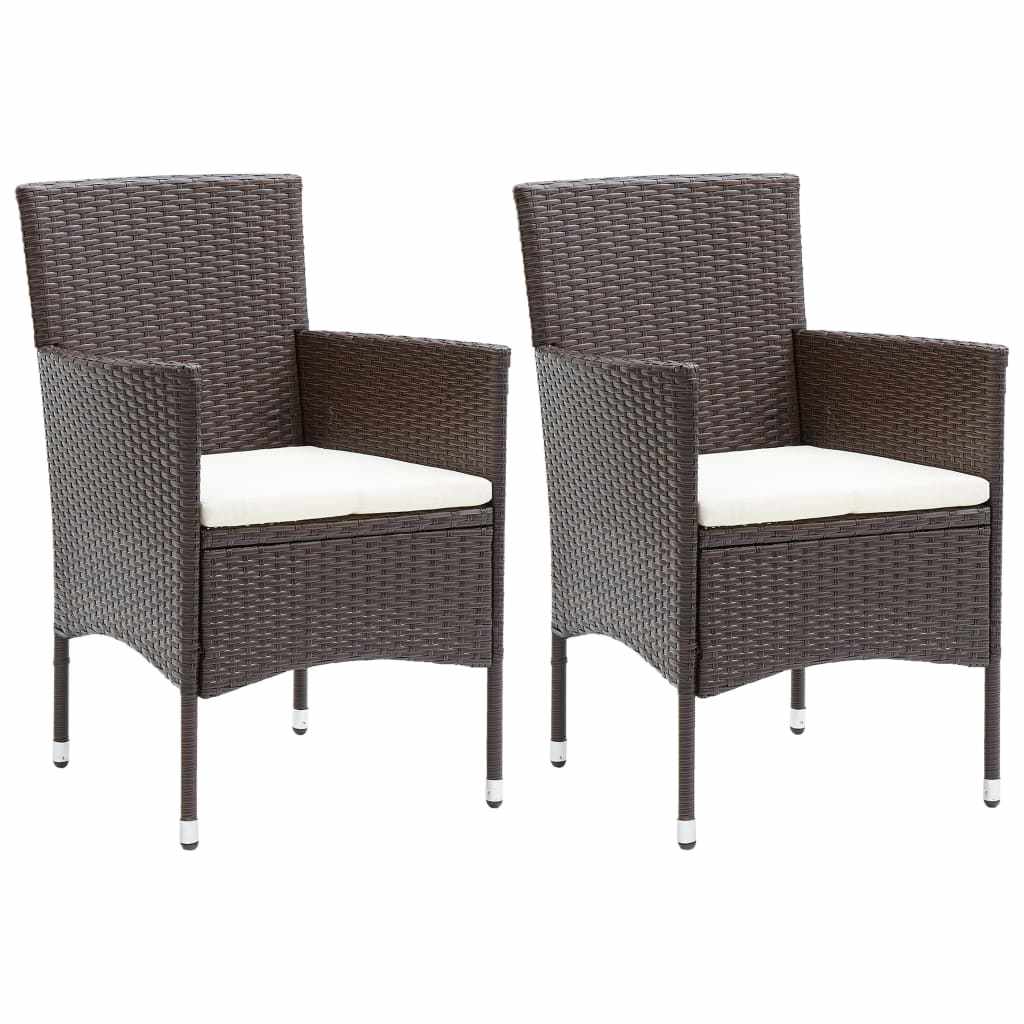 Vidaxl 3-delige tuinset met kussens poly rattan bruin