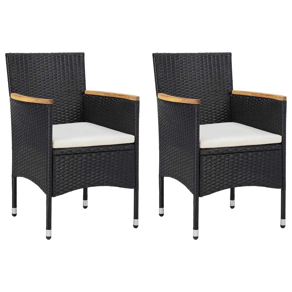 Vidaxl 3-delige tuinset met kussens poly rattan zwart