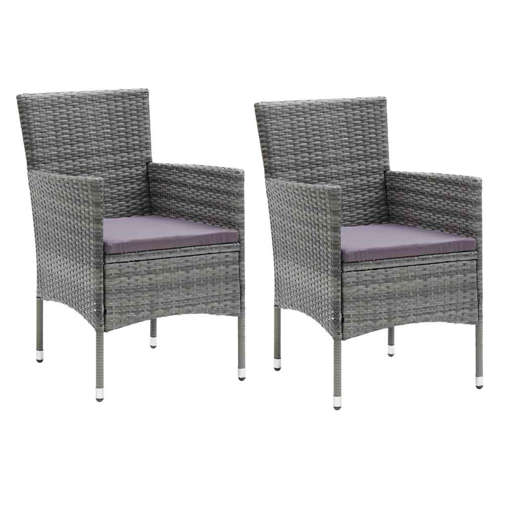 Vidaxl 3-delige tuinset met kussens poly rattan grijs