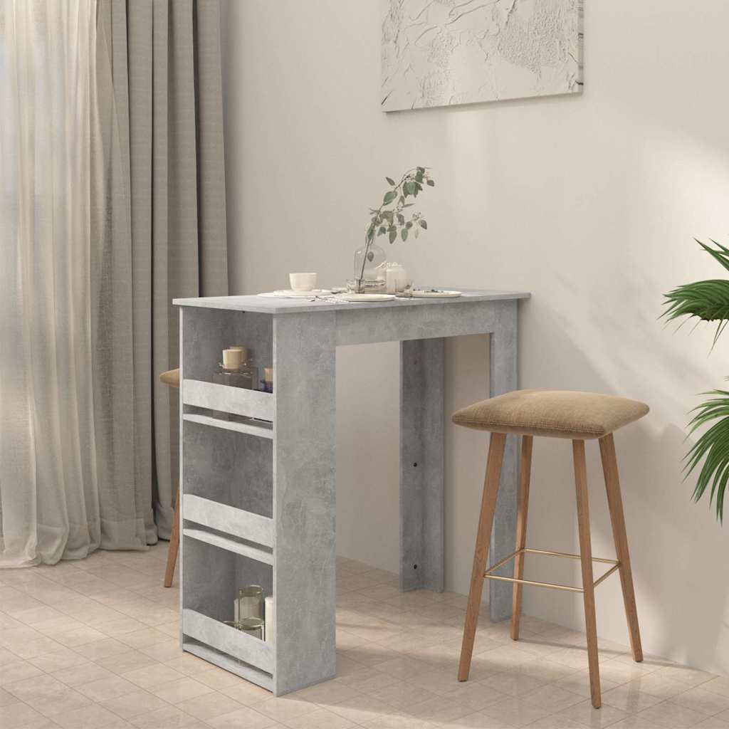 Vidaxl bartafel met opbergrek 102x50x103,5 cm spaanplaat betongrijs