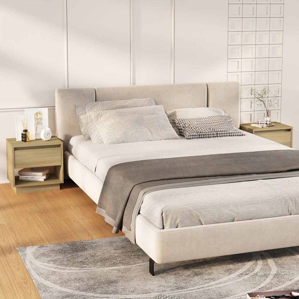 Vidaxl nachtkastjes 2 st 45x34x44 cm bewerkt hout sonoma eikenkleurig