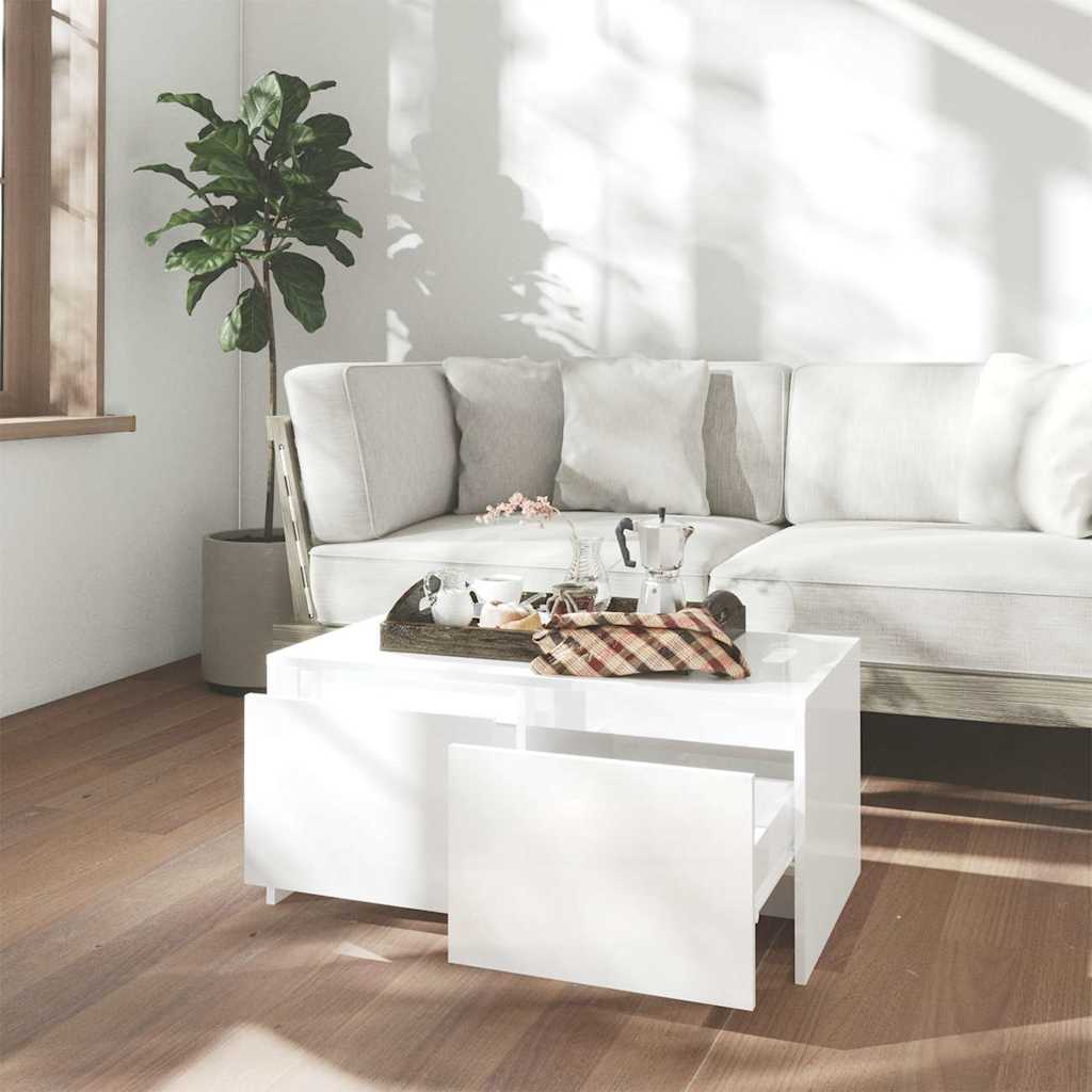 Vidaxl salontafel 90x50x41,5 cm bewerkt hout hoogglans wit