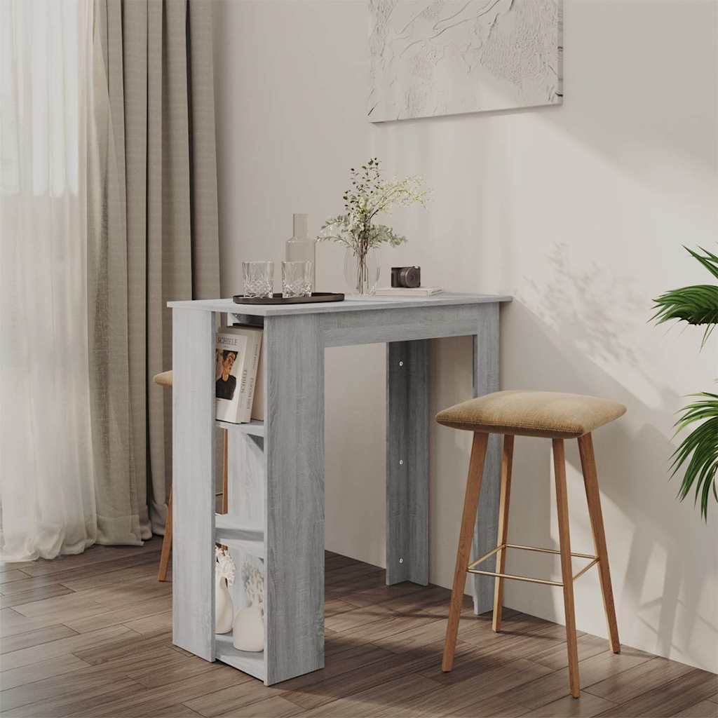 Vidaxl bartafel met schap 102x50x103,5 cm bewerkt hout grijs sonoma