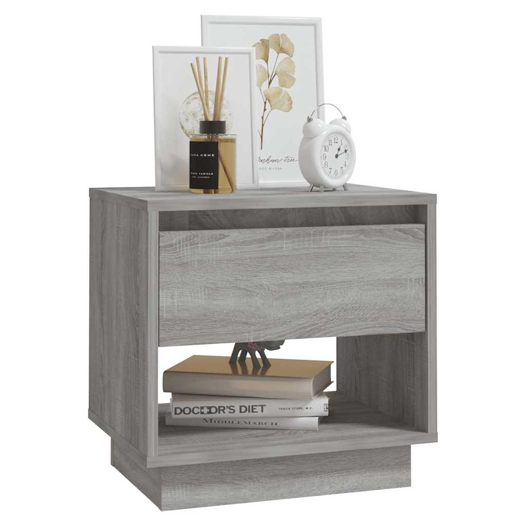 Vidaxl nachtkastje 45x34x44 cm bewerkt hout grijs sonoma eikenkleurig