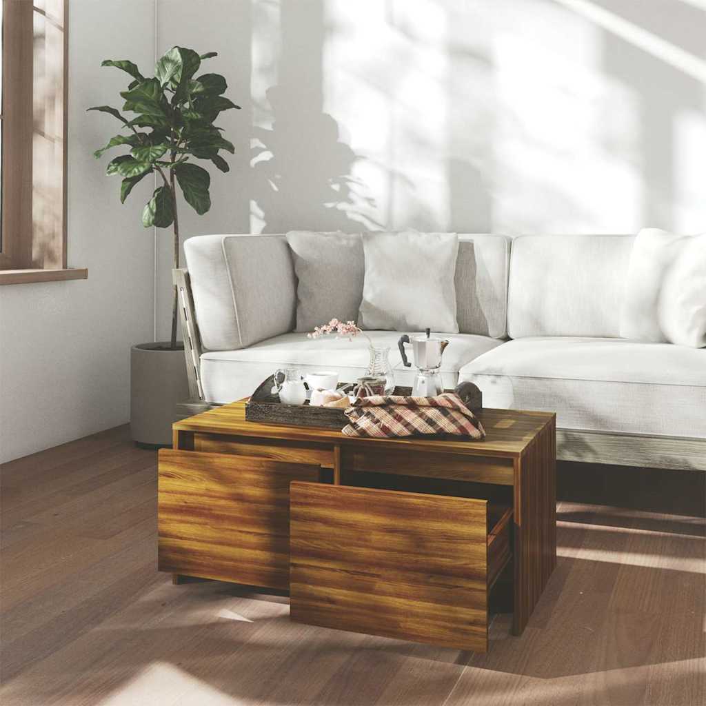 Vidaxl salontafel 90x50x41,5 cm bewerkt hout bruin eikenkleur