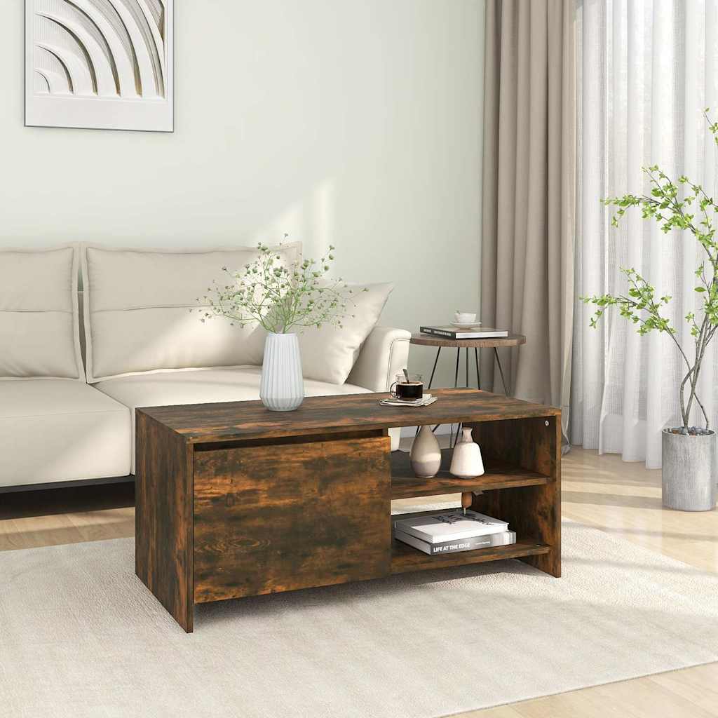 Vidaxl salontafel 102x50x45 cm bewerkt hout gerookt eikenkleurig
