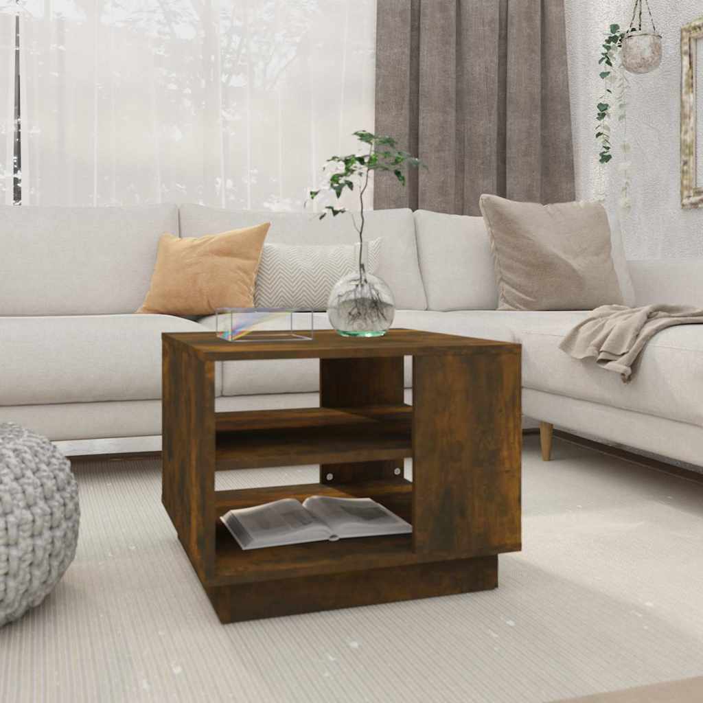 Vidaxl salontafel 55x55x43 cm bewerkt hout gerookt eikenkleurig