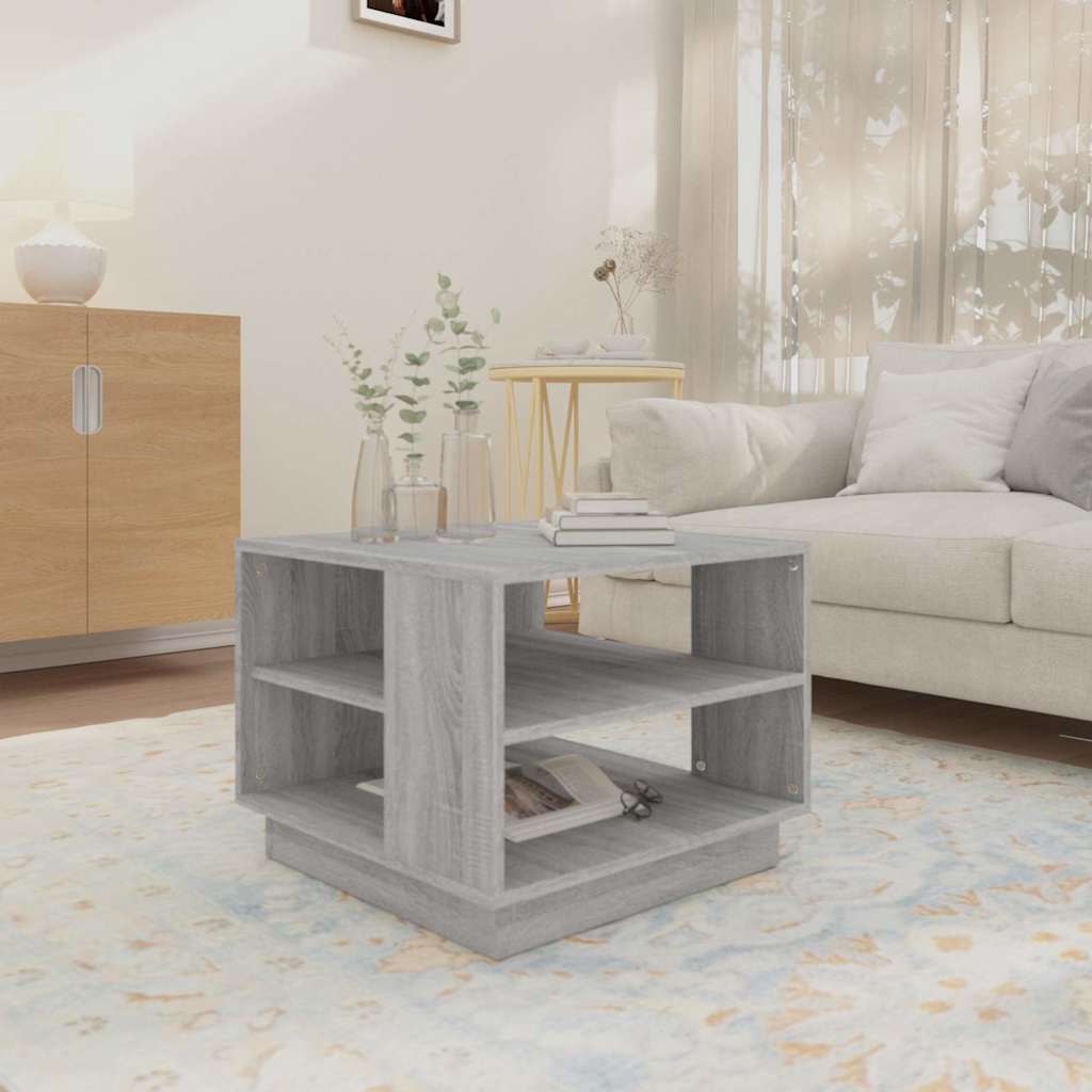 Vidaxl salontafel 55x55x43 cm bewerkt hout grijs sonoma eikenkleurig