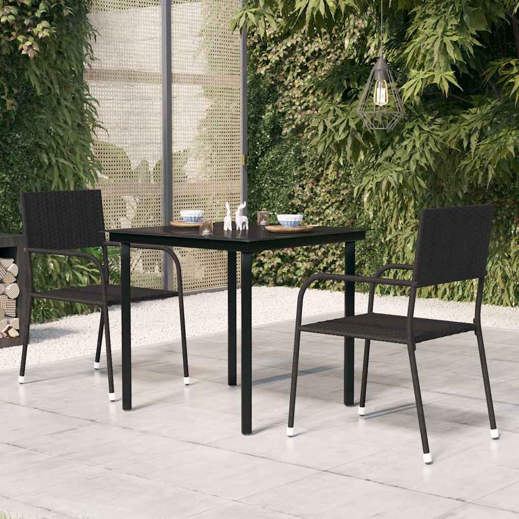 Vidaxl tuintafel 80x80x74 cm staal en glas zwart