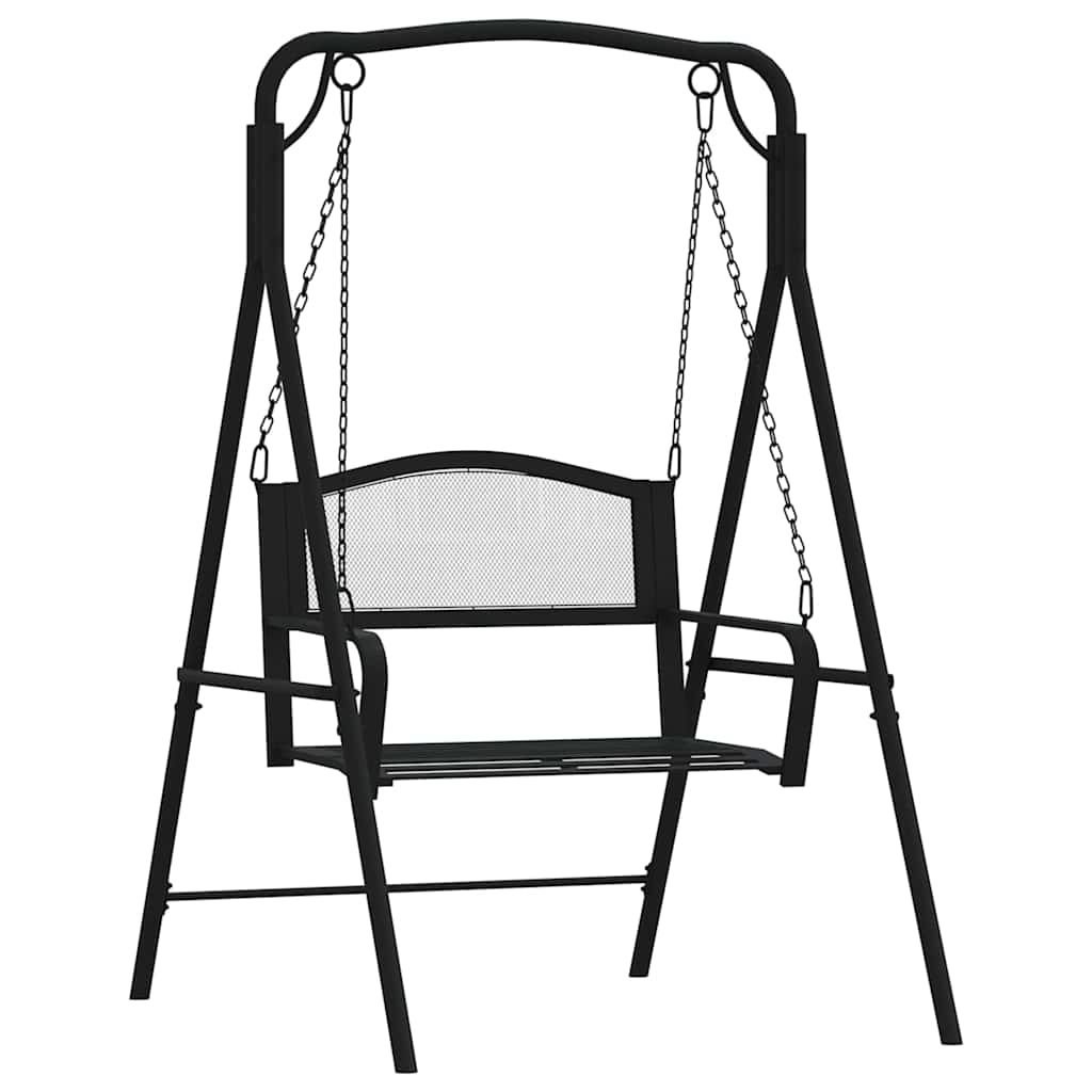 Vidaxl schommelbank 124 cm staal zwart