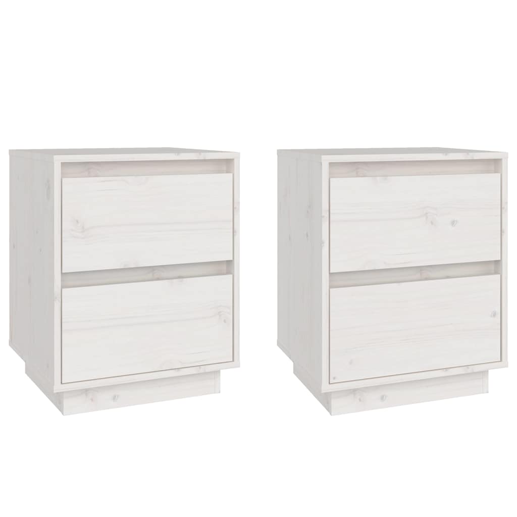 Vidaxl nachtkastjes 2 st 40x35x50 cm massief grenenhout wit