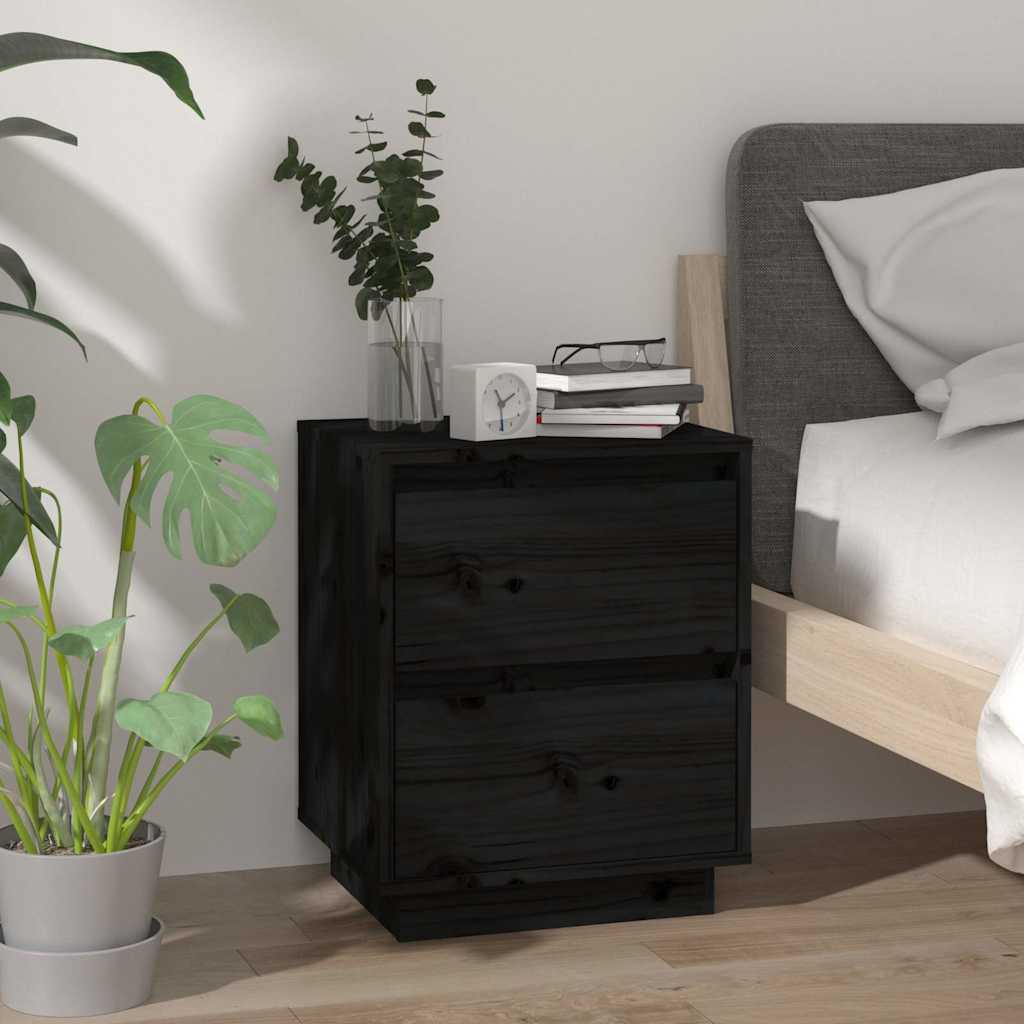 Vidaxl nachtkastjes 2 st 40x35x50 cm massief grenenhout zwart