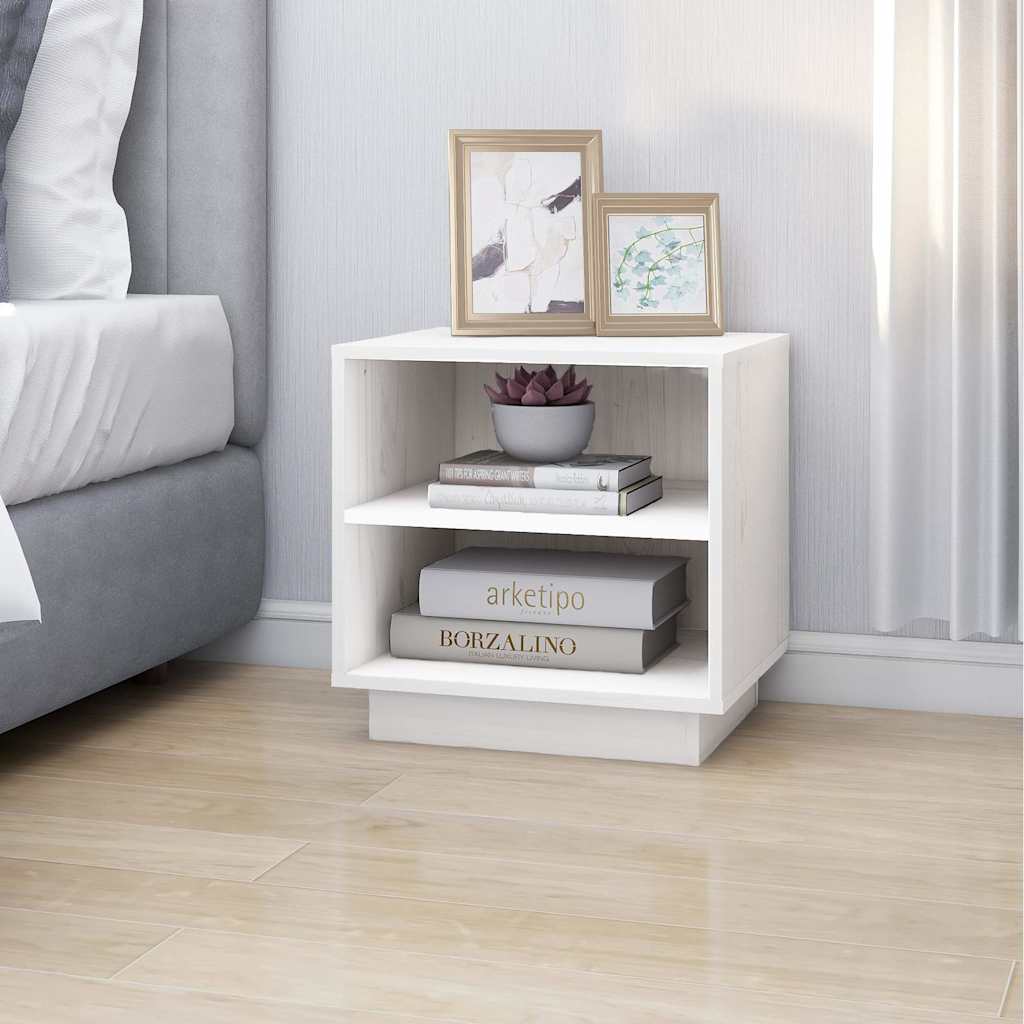 Vidaxl nachtkastje 40x34x40 cm massief grenenhout wit