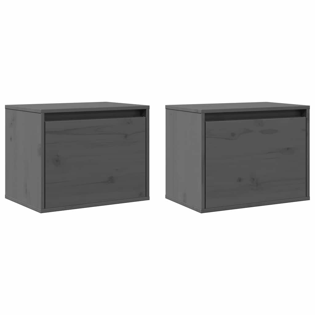 Vidaxl wandkasten 2 st 45x30x35 cm massief grenenhout grijs