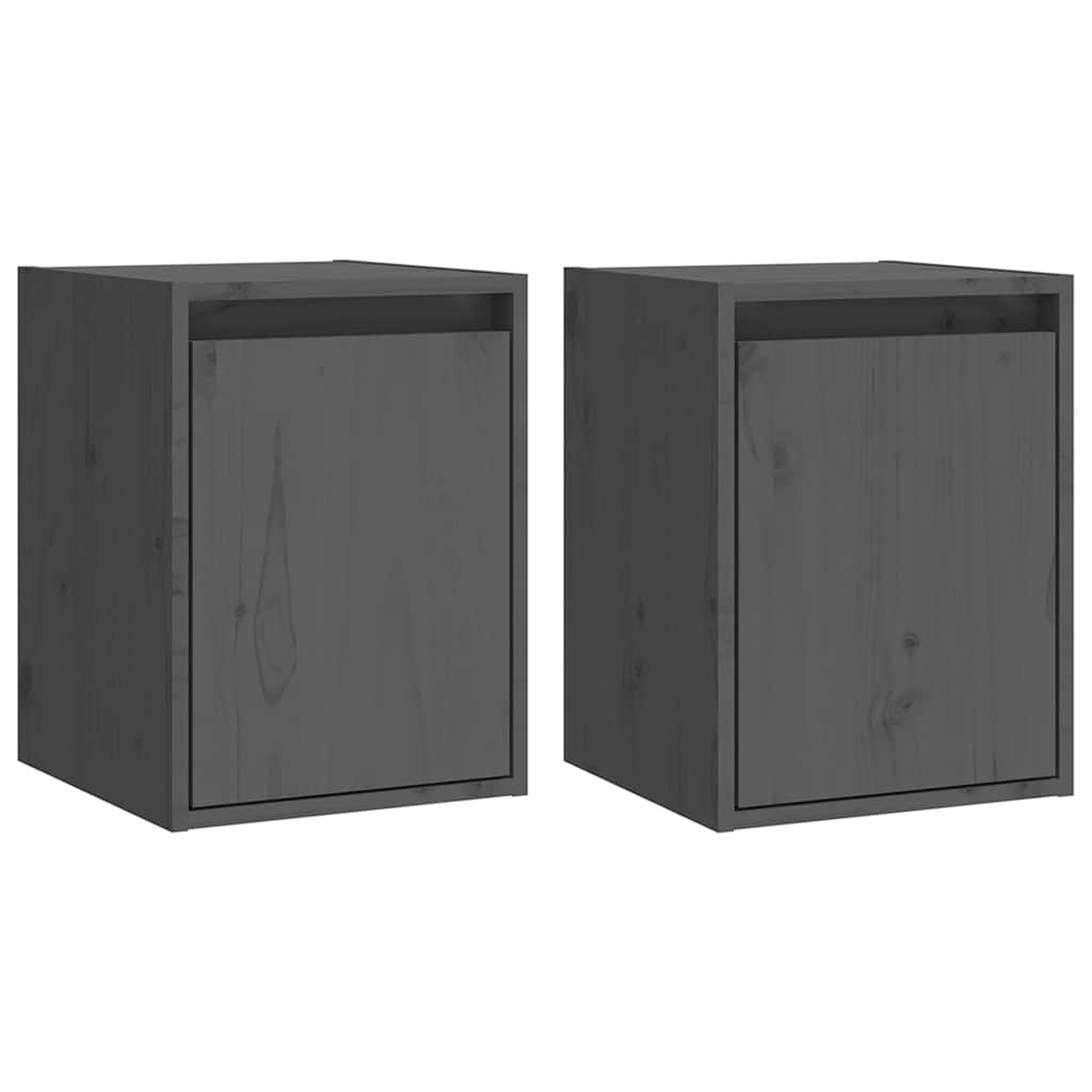 Vidaxl wandkasten 2 st 30x30x40 cm massief grenenhout grijs