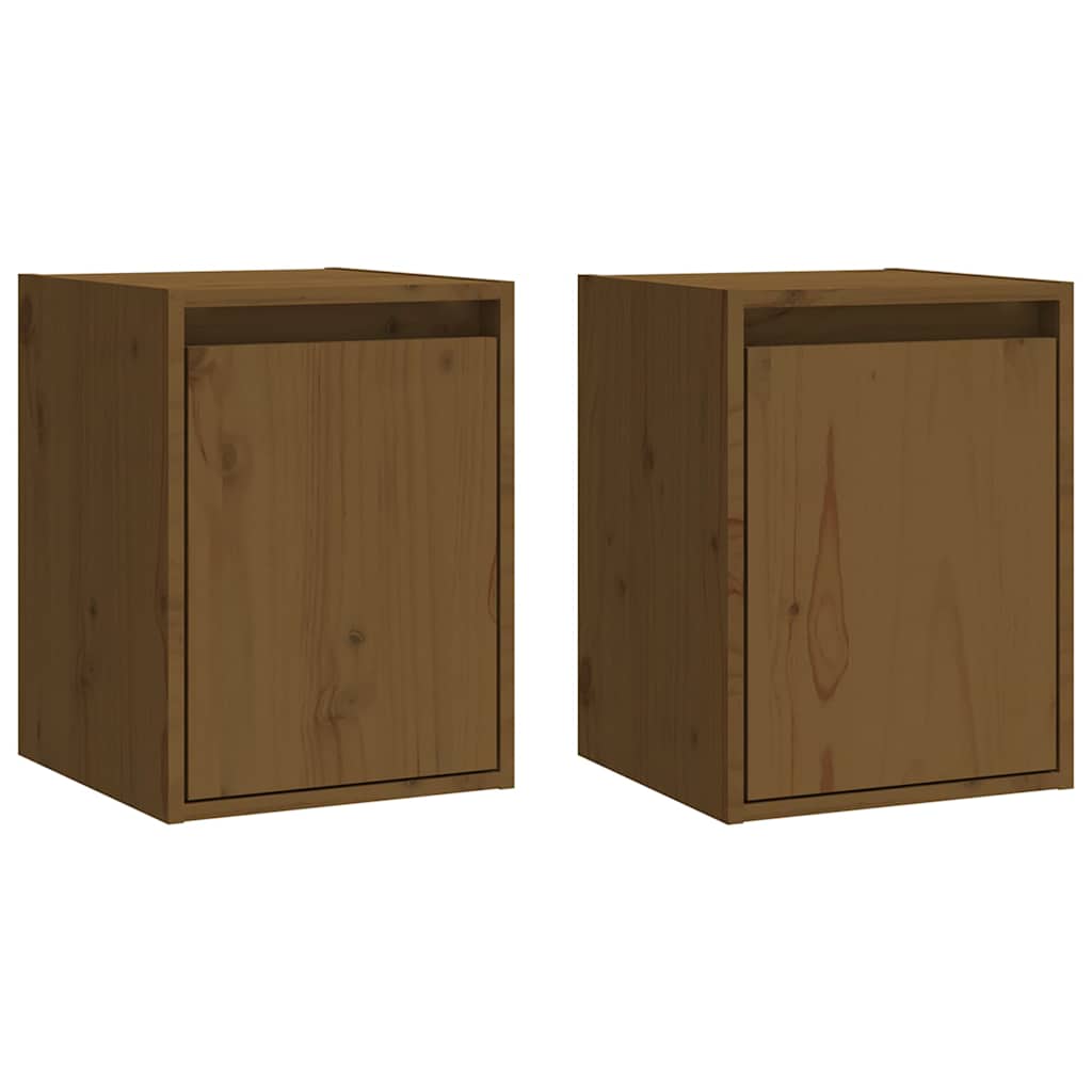 Vidaxl wandkasten 2 st 30x30x40 cm massief grenenhout honingbruin