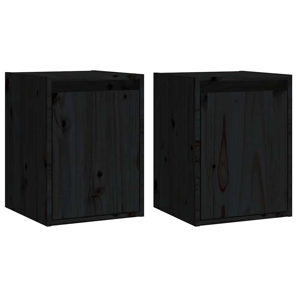 Vidaxl wandkasten 2 st 30x30x40 cm massief grenenhout zwart