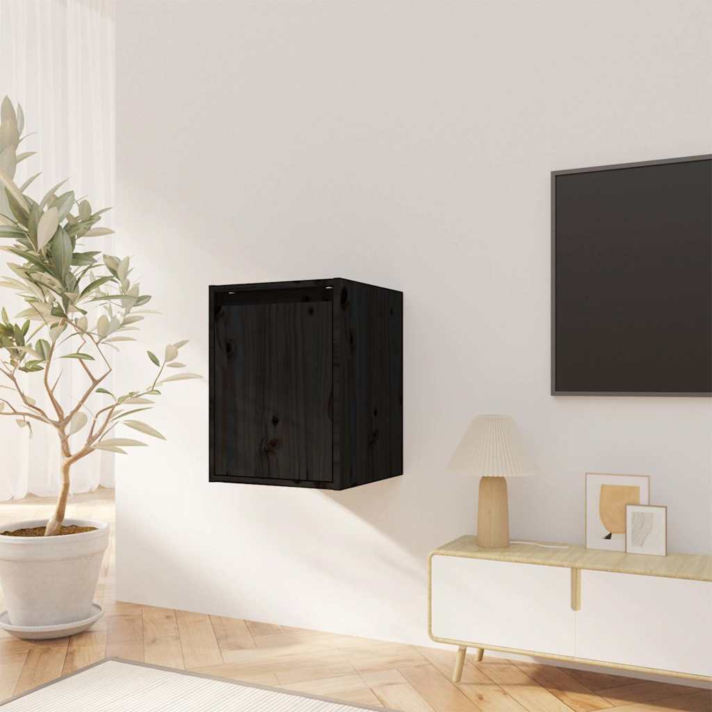 Vidaxl wandkasten 2 st 30x30x40 cm massief grenenhout zwart