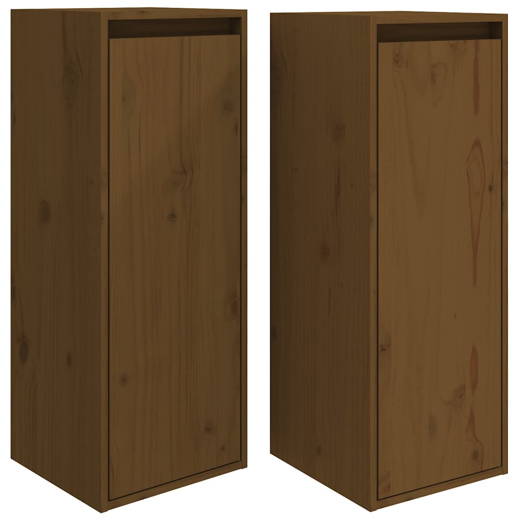 Vidaxl wandkasten 2 st 30x30x80 cm massief grenenhout honingbruin