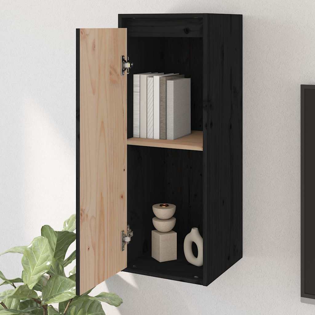 Vidaxl wandkasten 2 st 30x30x80 cm massief grenenhout zwart